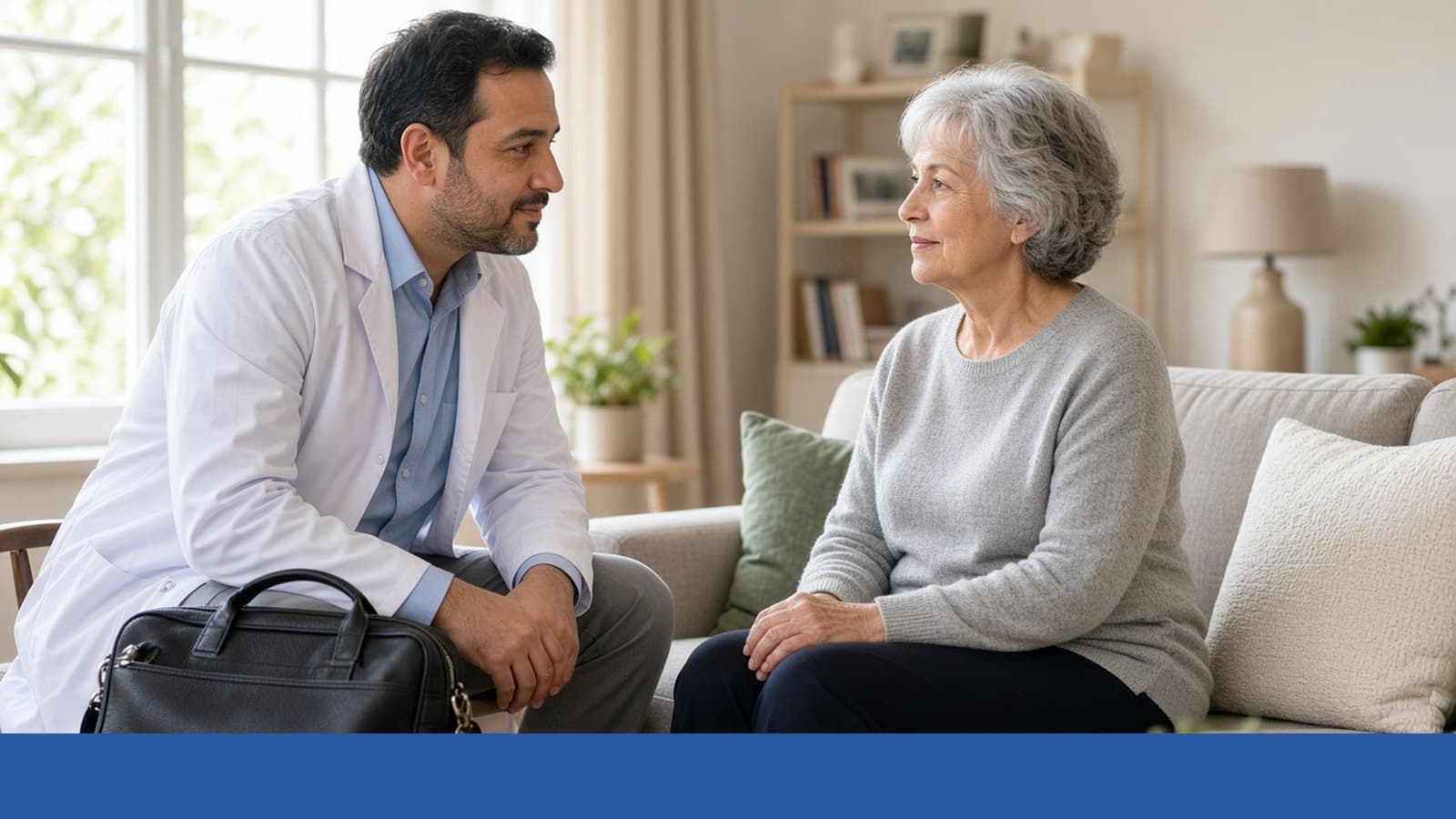 Physician meeting with a patient during a home visit
